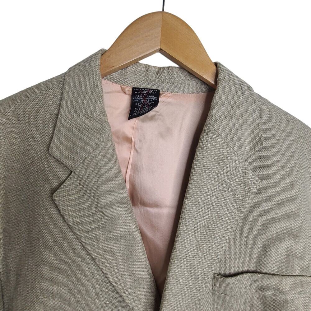 Claiborne Men's Size 42L Tan Linen Blend Blazer Sports Jacket 3 Button - Picture 2 of 9